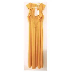 NWT BCBGeneration Mustard Ruffled Maxi Dress